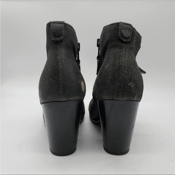 Rag & Bone Margot Distressed Black Leather Double-zip Ankle Boots EU 38.5 US 8.5 - Picture 4 of 7